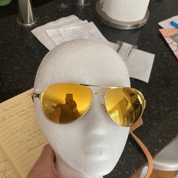 Oakley Gold Aviator Sunglasses caveat model unisex non polar 24k lens - Picture 2 of 10